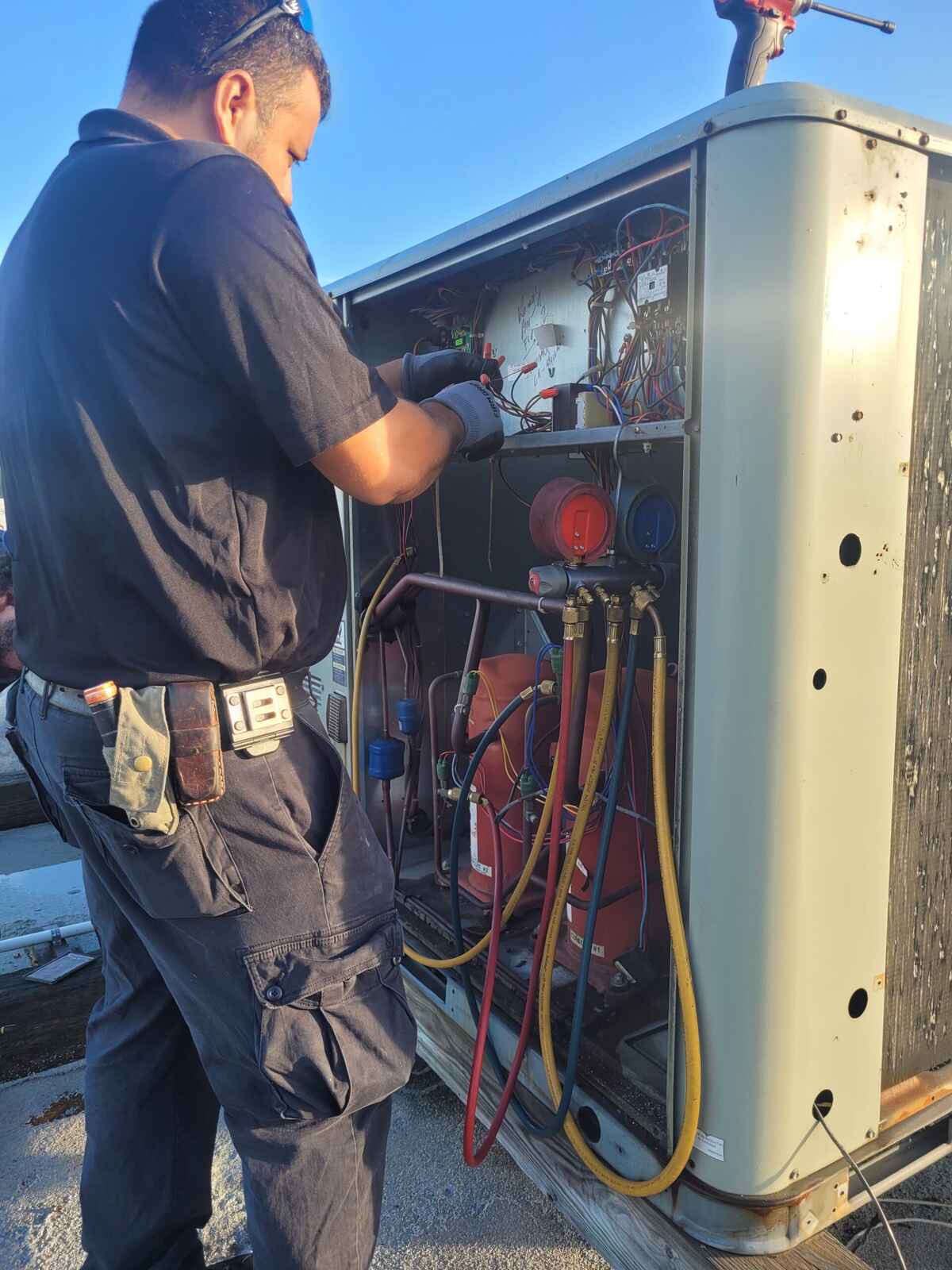 Air 1 outdoor HVAC condenser unit installation, September 2023