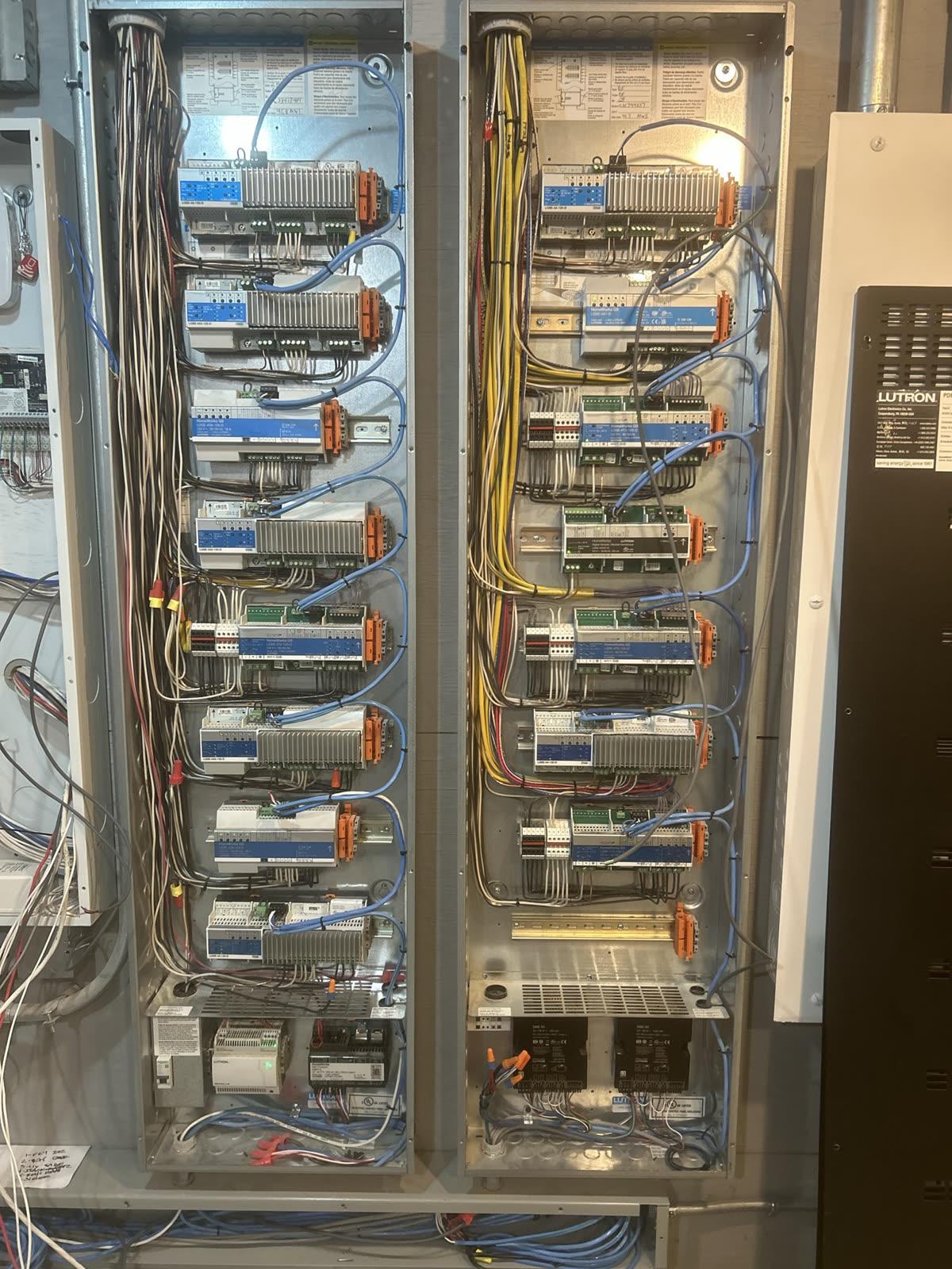 Stellmann Electrical crew installing smart home and electrical infrastructure in Queens, New York for a Restrepo Group project