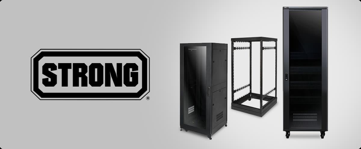Strong AV Racks floor standing, wall mount, and in-cabinet equipment infrastructure for professional AV systems