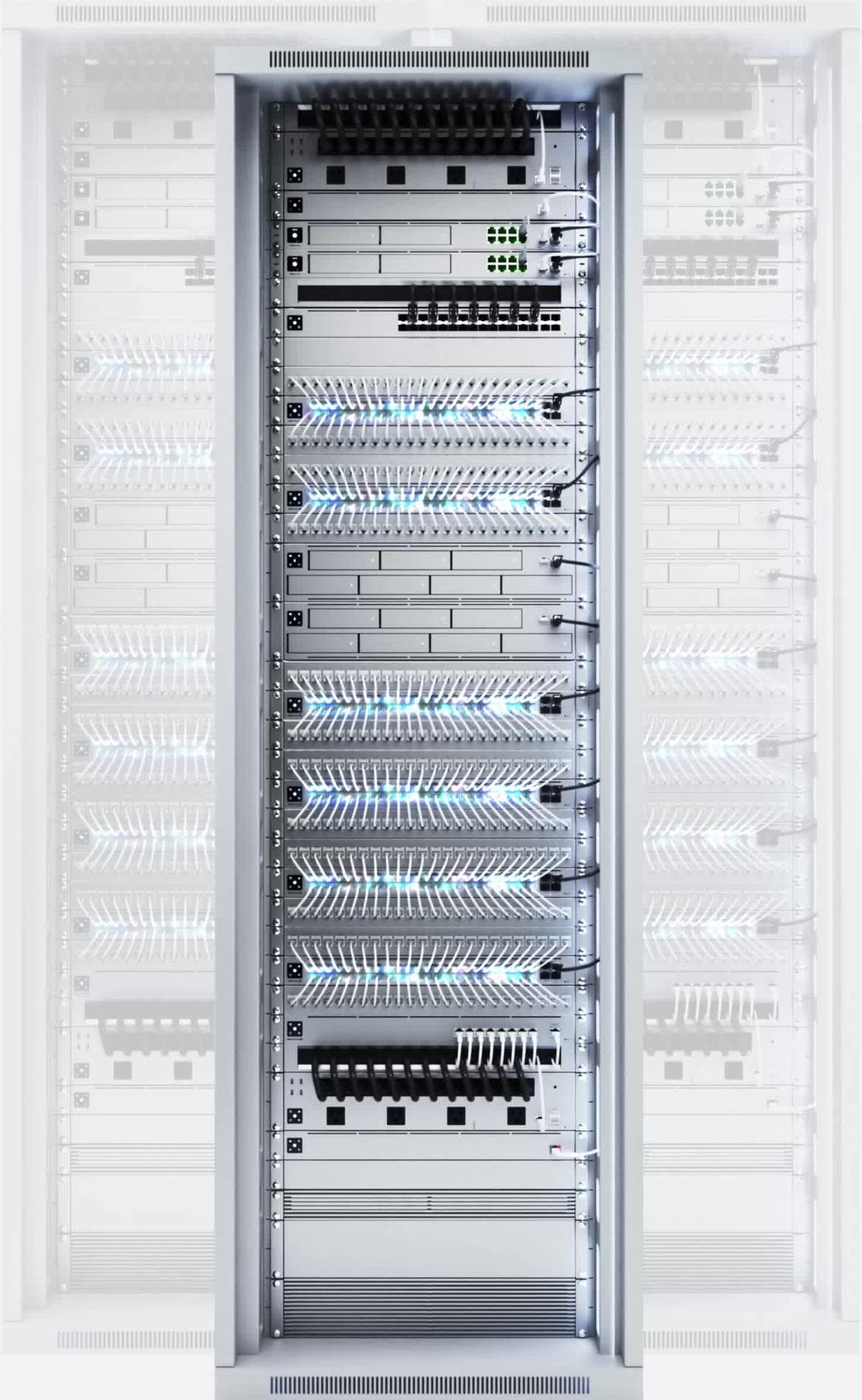 Ubiquiti enterprise networking rack with UniFi infrastructure for residential and commercial systems