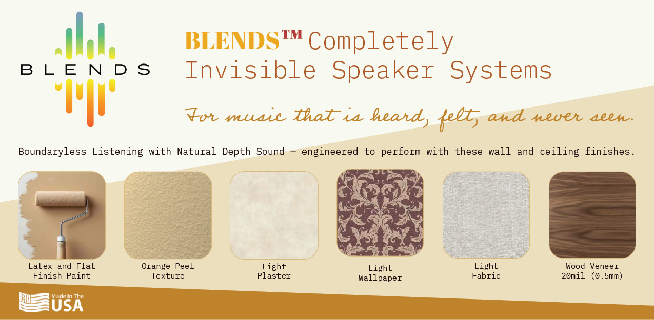 Origin Acoustics BLENDS invisible speaker finish and material options