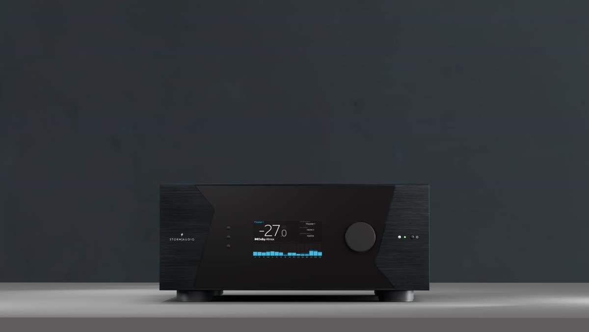 StormAudio ISP Elite MK3 immersive sound processor front panel with display