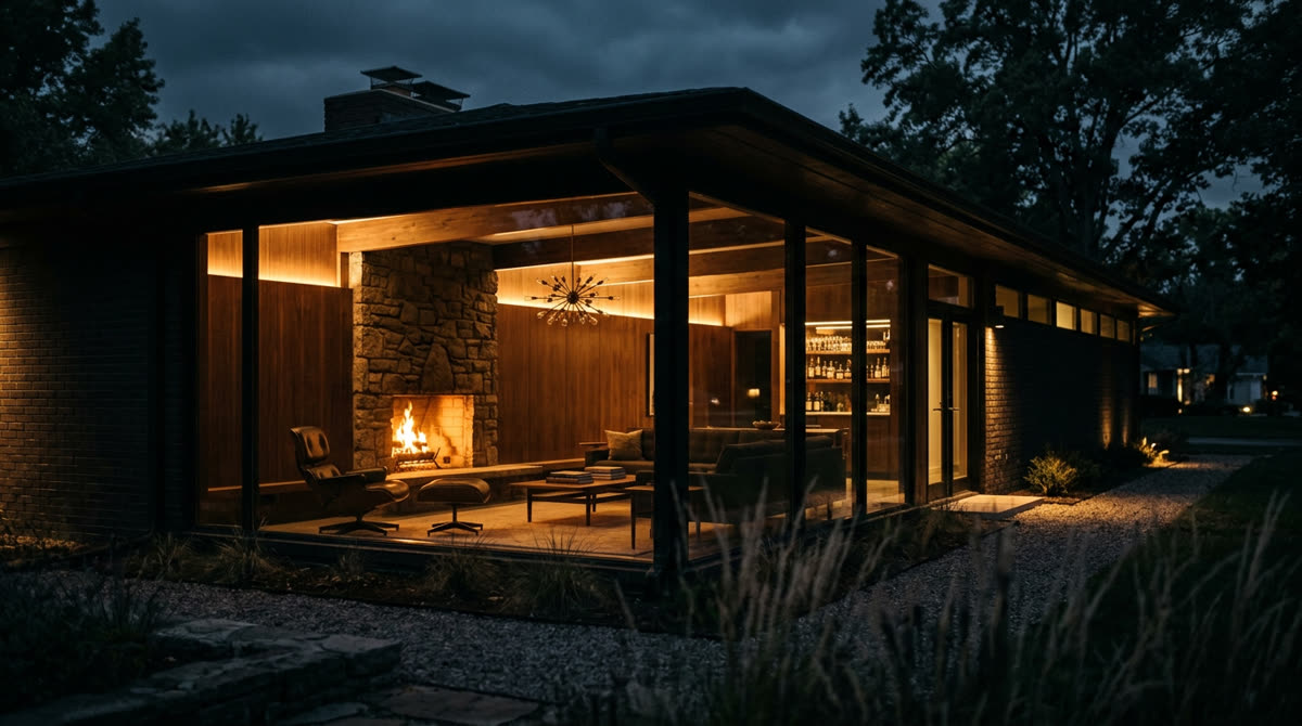 Luxury home at twilight representing Restrepo Innovations smart home work in Prairie Village, KS