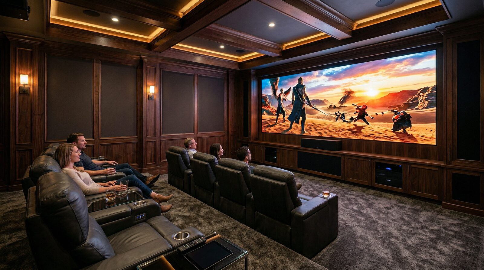 Luxury residential home theater with reliable LED video wall